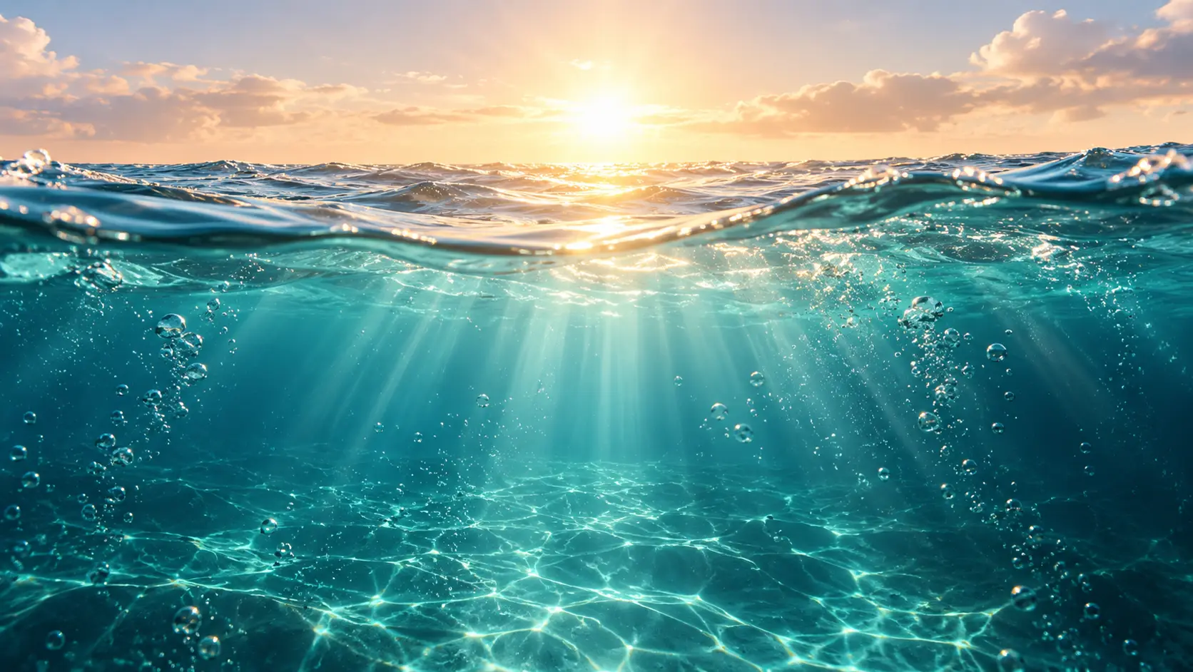Sunlight breaking through clear ocean water